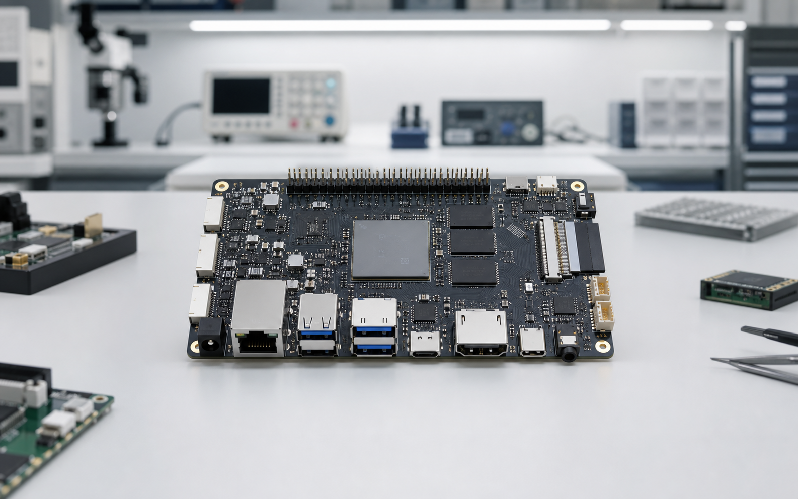 Embedded SBC board in an electronics lab